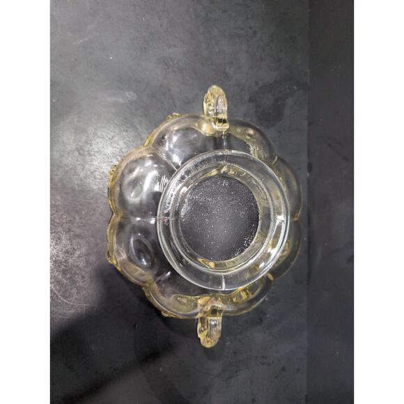 Jeanette Glass Aztec Rose Yellow Bowl, Vintage Scalloped Bowl, Sculpted‎ Roses - Picture 4 of 10